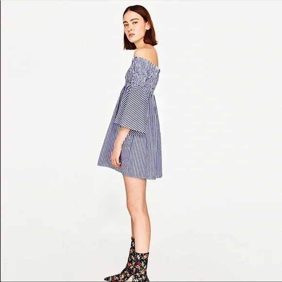 zara blue and white striped dress Clairette Dress
